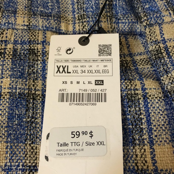Blue plaid cropped Zara pants - Picture 3 of 5